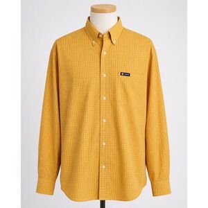Chaps Shirt Men's Yellow Plaid Button Down Shirt Size Medium